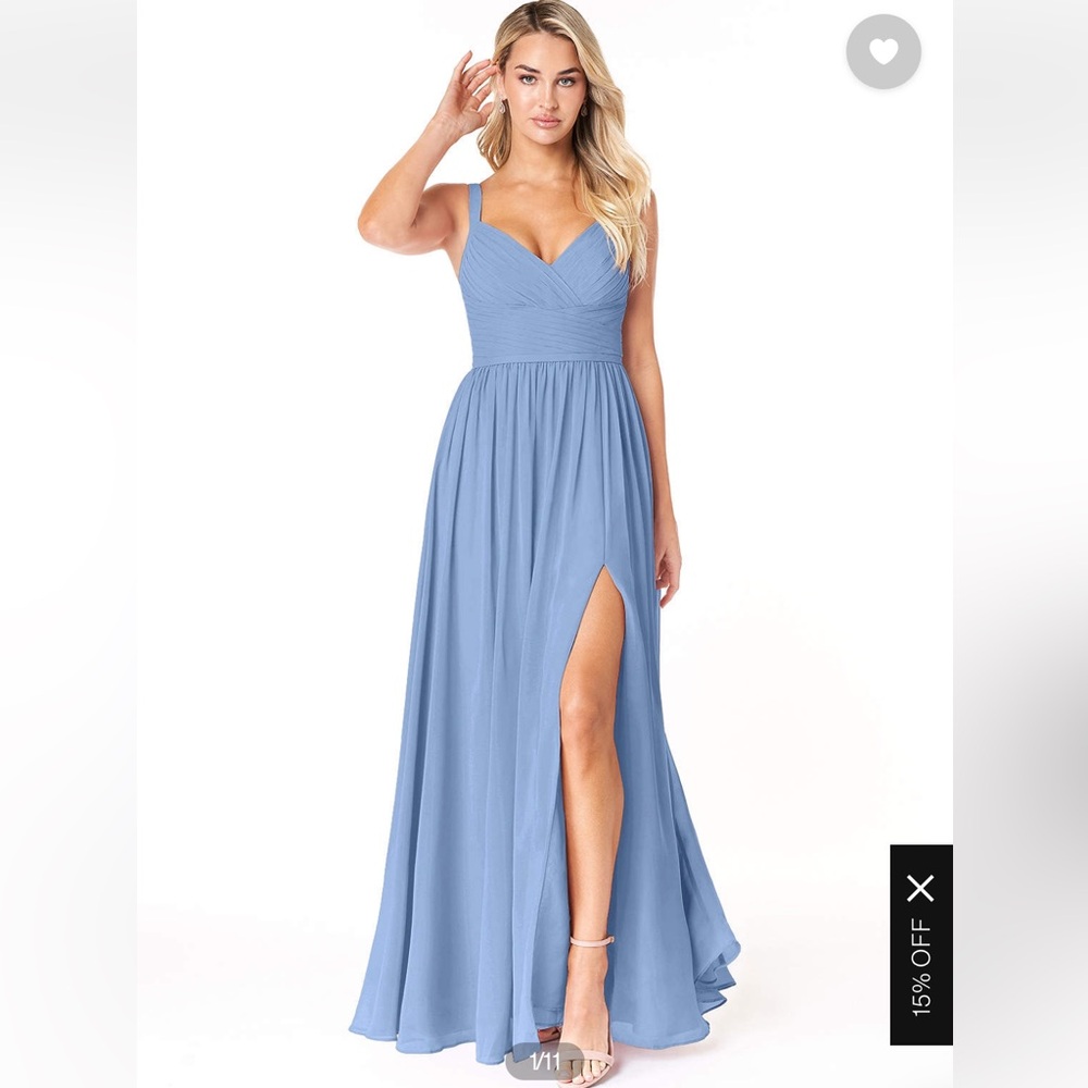 Bridesmaid Azazie Steele blue “Chanel” dress
